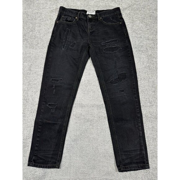 One X One‎ Teaspoon Jeans Womens 27 Black Awesome Baggies Mid Rise Distressed - Picture 1 of 12